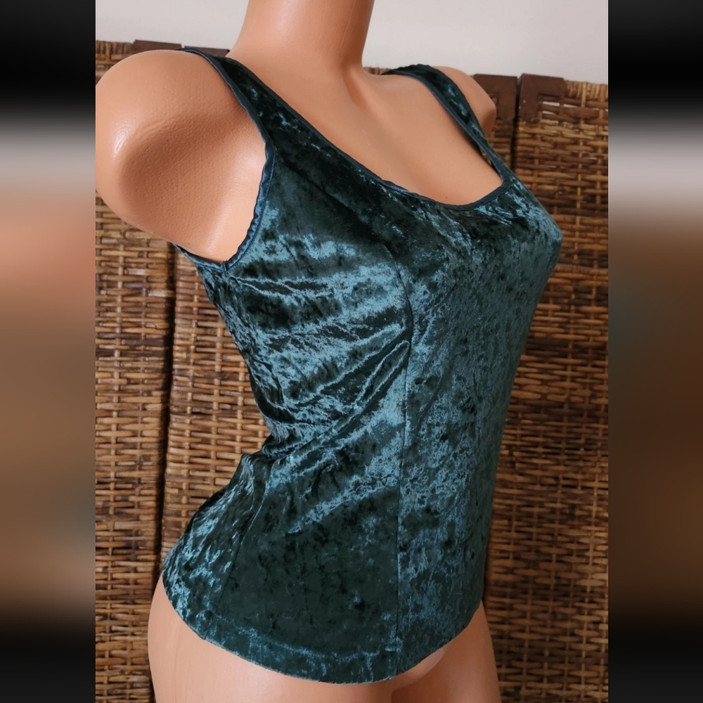 Vintage 90's Victorias Secret Emerald Green Tank Top Camisole Cami Lingerie Sz S